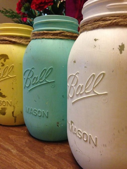 Distressed Mason Jar Flower Vases - Image 6