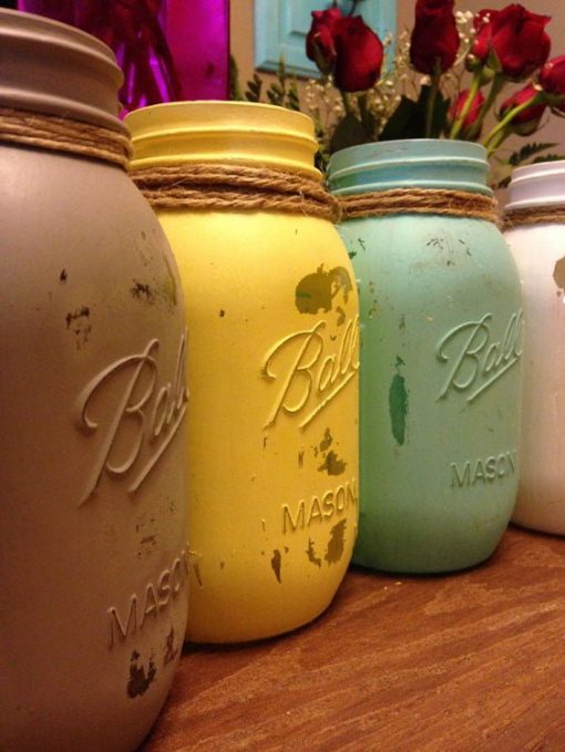 Distressed Mason Jar Flower Vases - Image 7