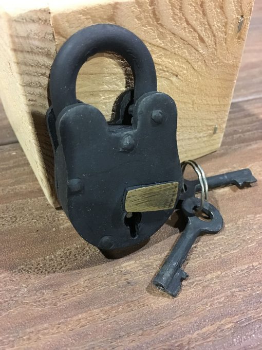 Cast Iron Lock and Skeleton Key - Image 3