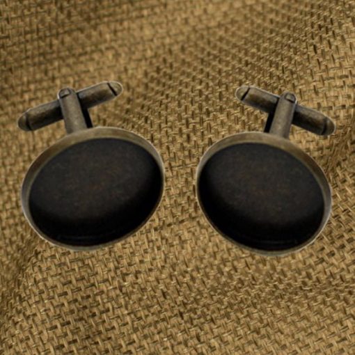Rustic Antique Bronze Cuff Link Bezel Settings - Image 3