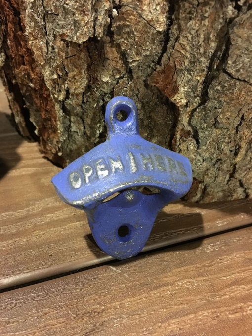 Rustic Cast Iron Bottle Opener - Blue - Image 3