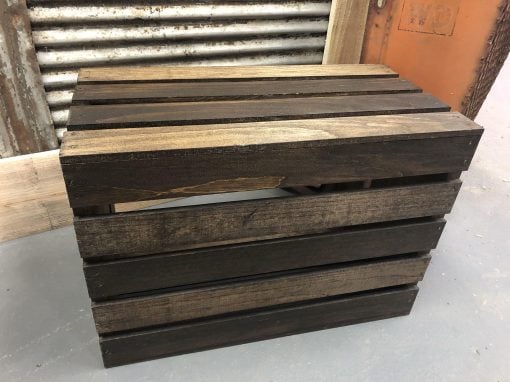 Dark Walnut Stained Wooden Crate - Image 5