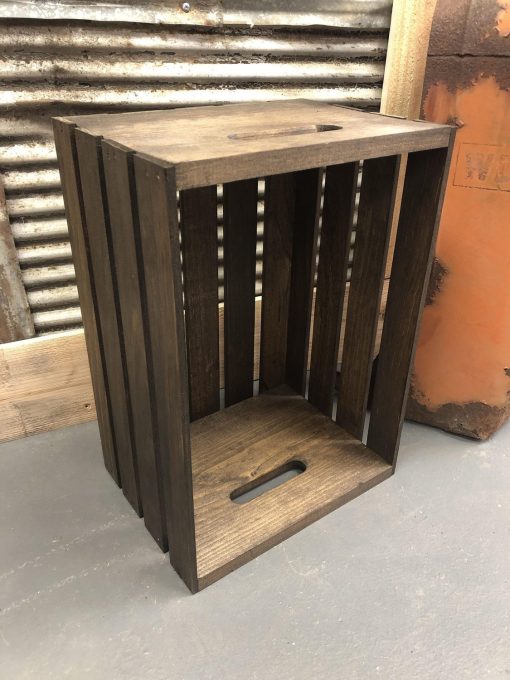 Dark Walnut Stained Wooden Crate - Image 4