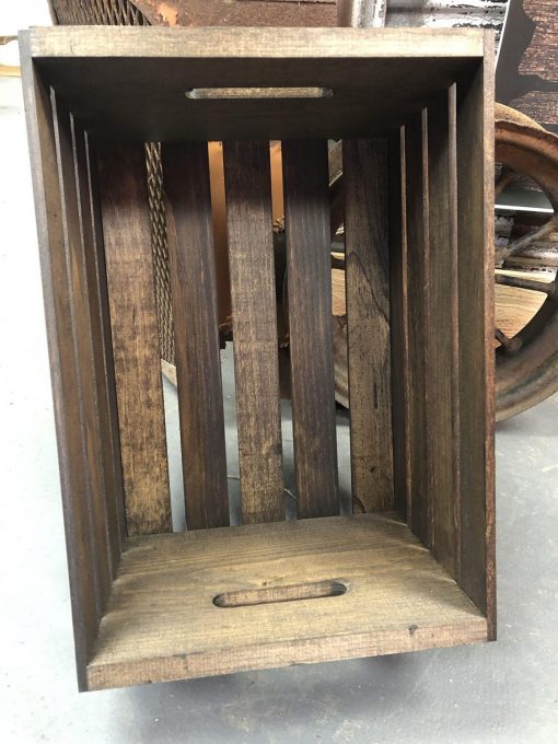 Dark Walnut Stained Wooden Crate - Image 2